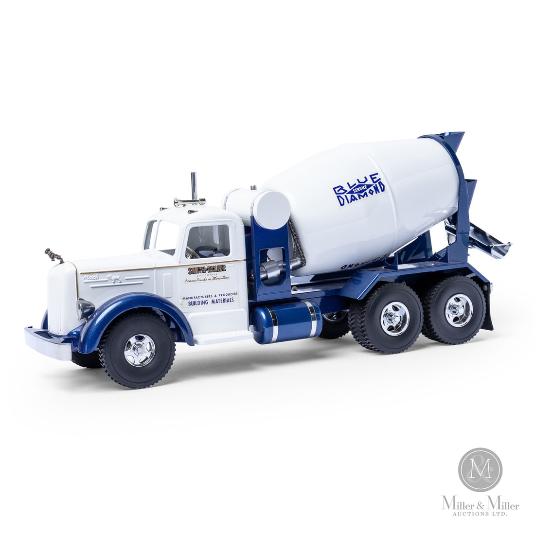 Fred Thompson Limited Edition Smith-Miller Blue Diamond Cement Truck (23/175): American. Pressed steel. Fred Thompson was a long-time collector of Smith-Miller toys. In 1979, over 20 years after Smith-Miller ceased toy production, Thompson purchased the company and revived the