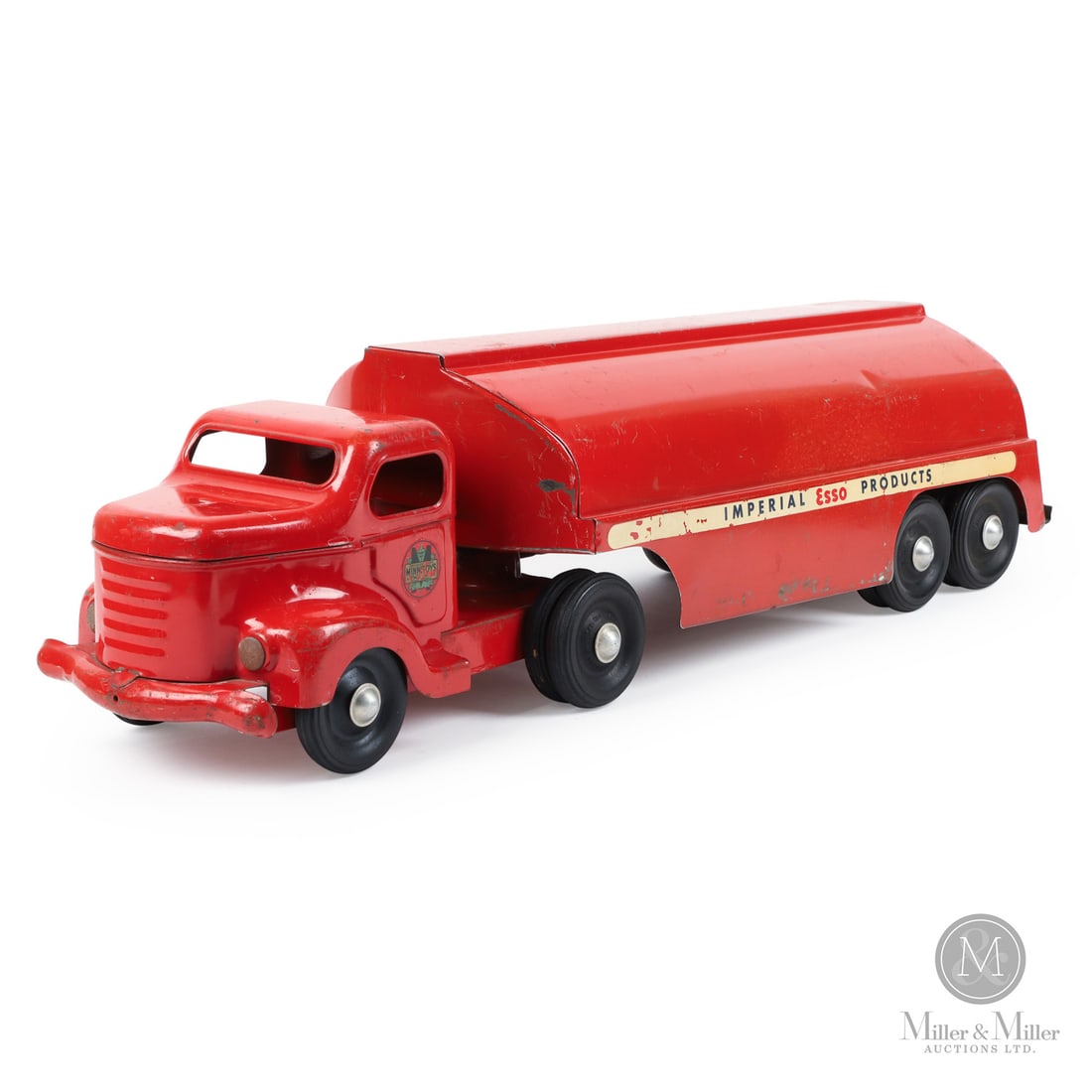 Otaco Minnitoys "Imperial Esso" Oil Tanker: Canadian. Late 1940s-1950s. Pressed steel. The "Imperial Esso" oil tanker was part of Otaco's "private-label" series of toys. These were promotional or display models made for specific companies and
