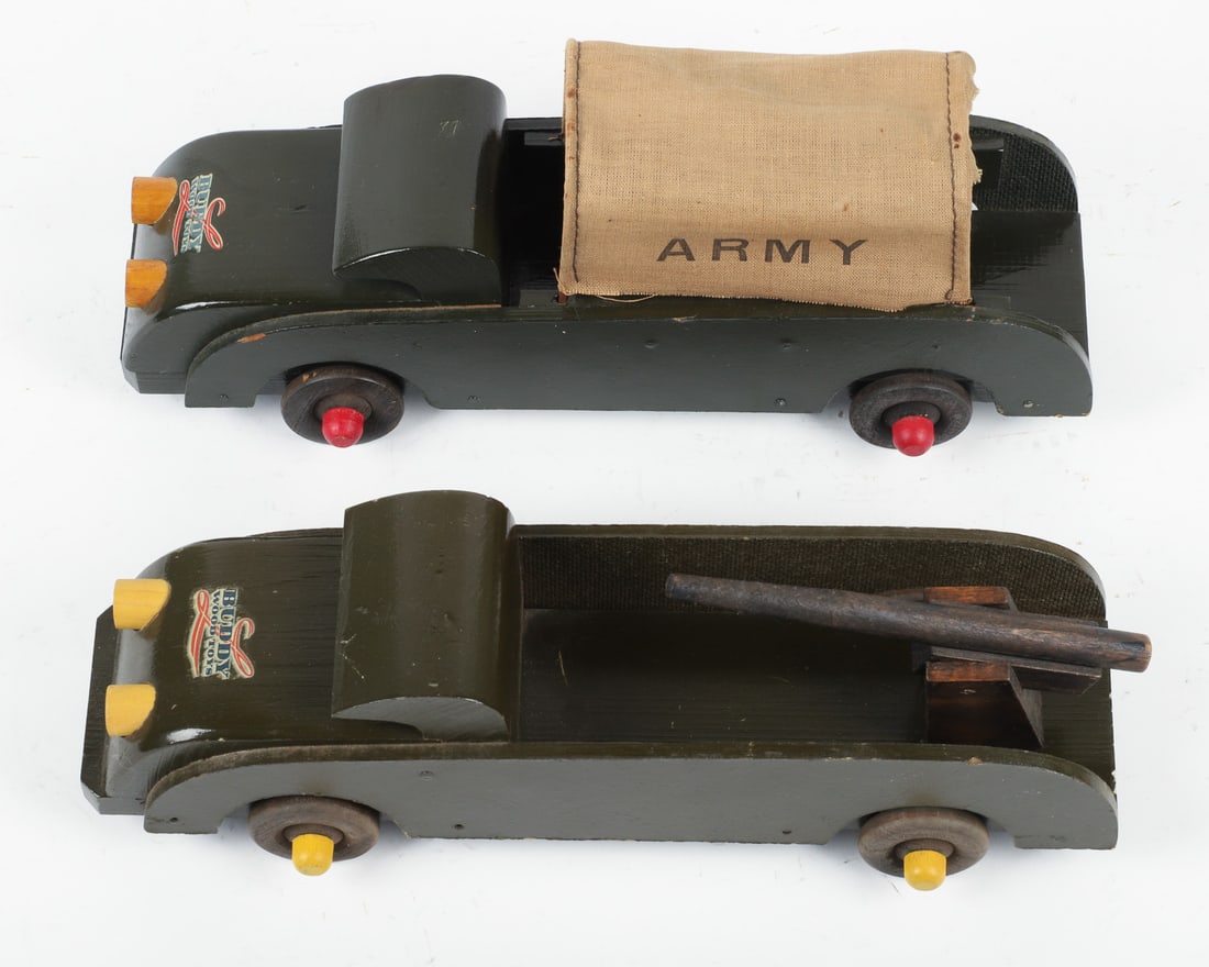 Pair of "Buddy L" Wooden Military Trucks - 8