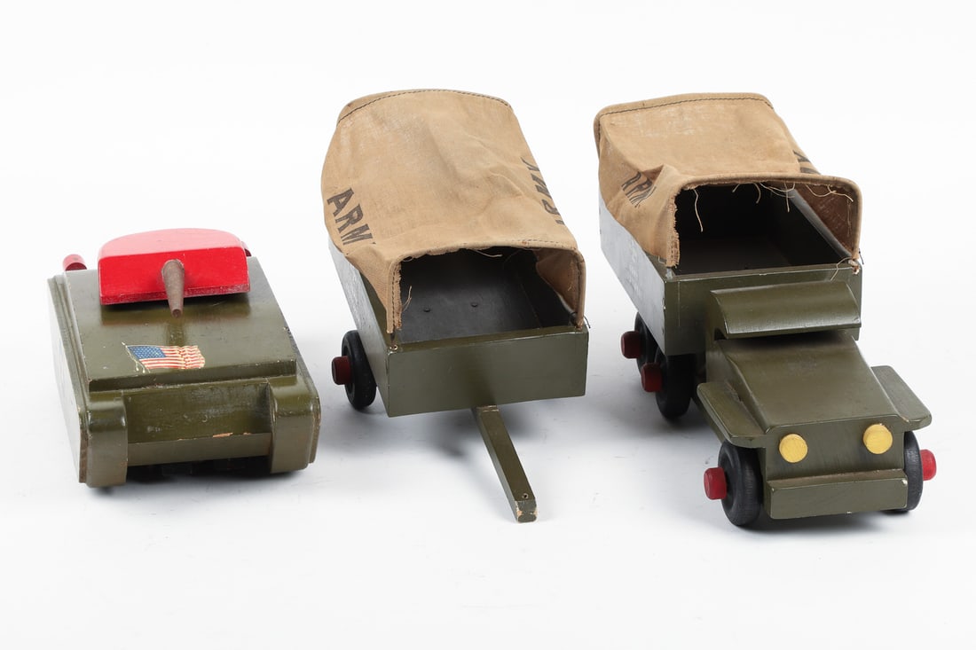 Pair of Buddy "L" Wooden Toys (Army Transport and Tank) - 4