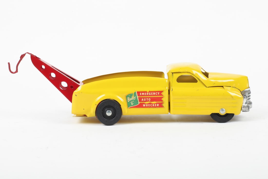 Pair of Buddy L Trucks (Rear Steer Hook & Ladder Truck and Emergency Wrecker Truck) - 5