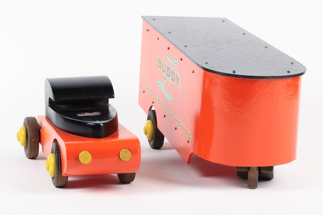 Wooden "Buddy L Van Lines" Tractor Trailer - 4