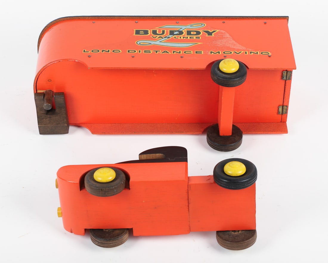 Wooden "Buddy L Van Lines" Tractor Trailer - 8