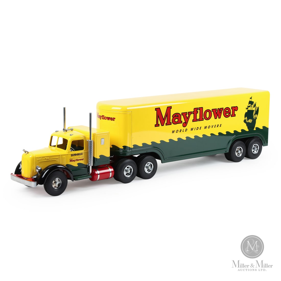 Fred Thompson Limited Edition Smith-Miller Mayflower Tractor Trailer (245/325): American. 1980s. Pressed steel. Fred Thompson was a long-time collector of Smith-Miller toys. In 1979, over 20 years after Smith-Miller ceased toy production, Thompson purchased the company and revive