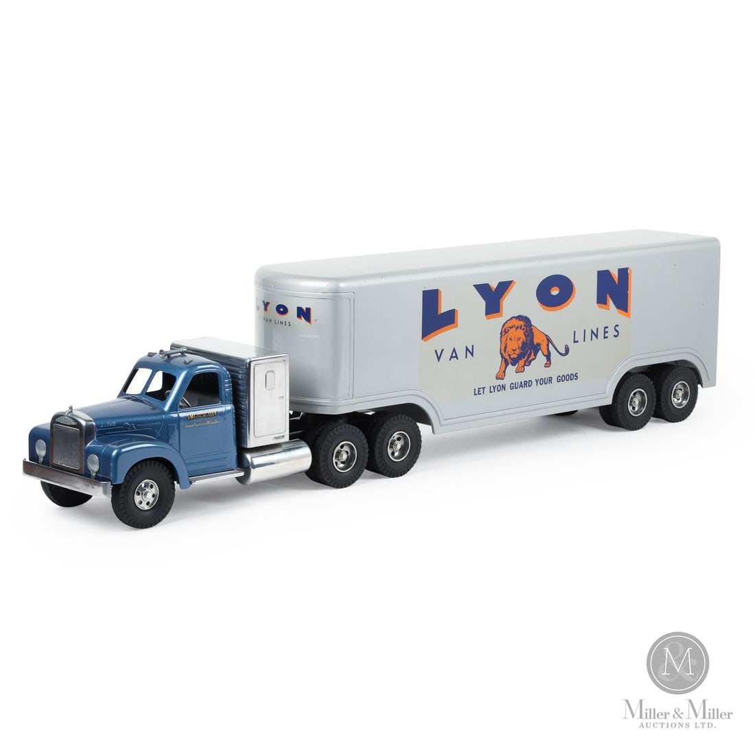 Fred Thompson Limited Edition Smith-Miller Lyon Van Lines Tractor Trailer (157/225): American. 1980s. Pressed steel. Fred Thompson was a long-time collector of Smith-Miller toys. In 1979, over 20 years after Smith-Miller ceased toy production, Thompson purchased the company and