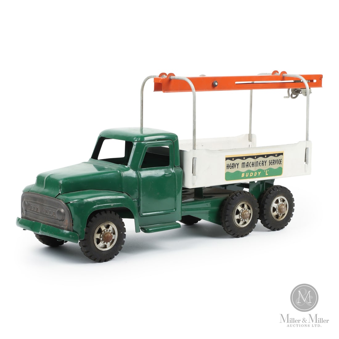 Buddy "L" Heavy Machinery Service Truck: American. 1955-1959. Pressed steel. This post-war toy was produced in a number of colour variations, with this model #5668 featuring a green and cream, two-tone colour scheme. This truck was considere