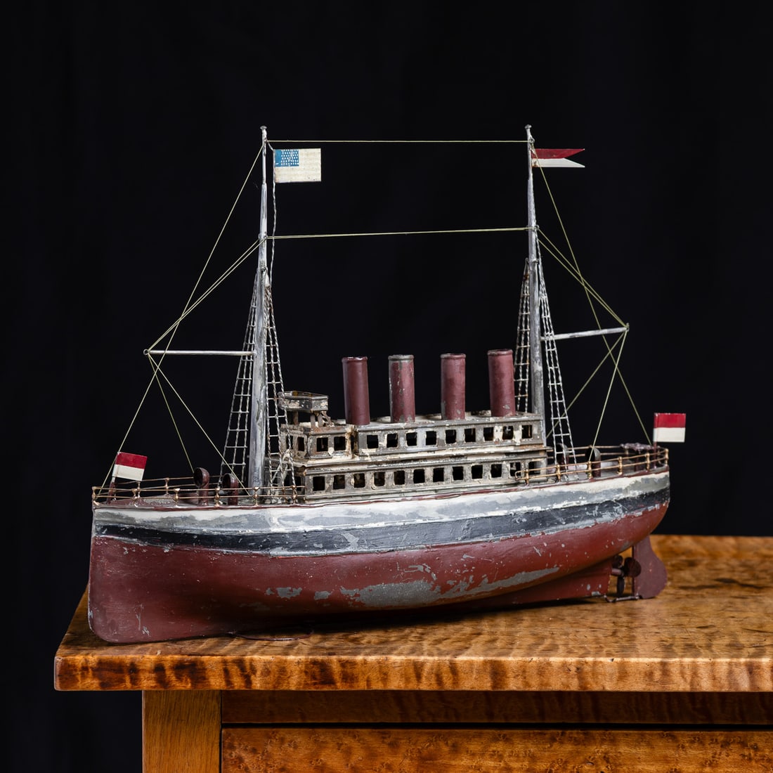 German Four Funnel Ocean Liner - 8