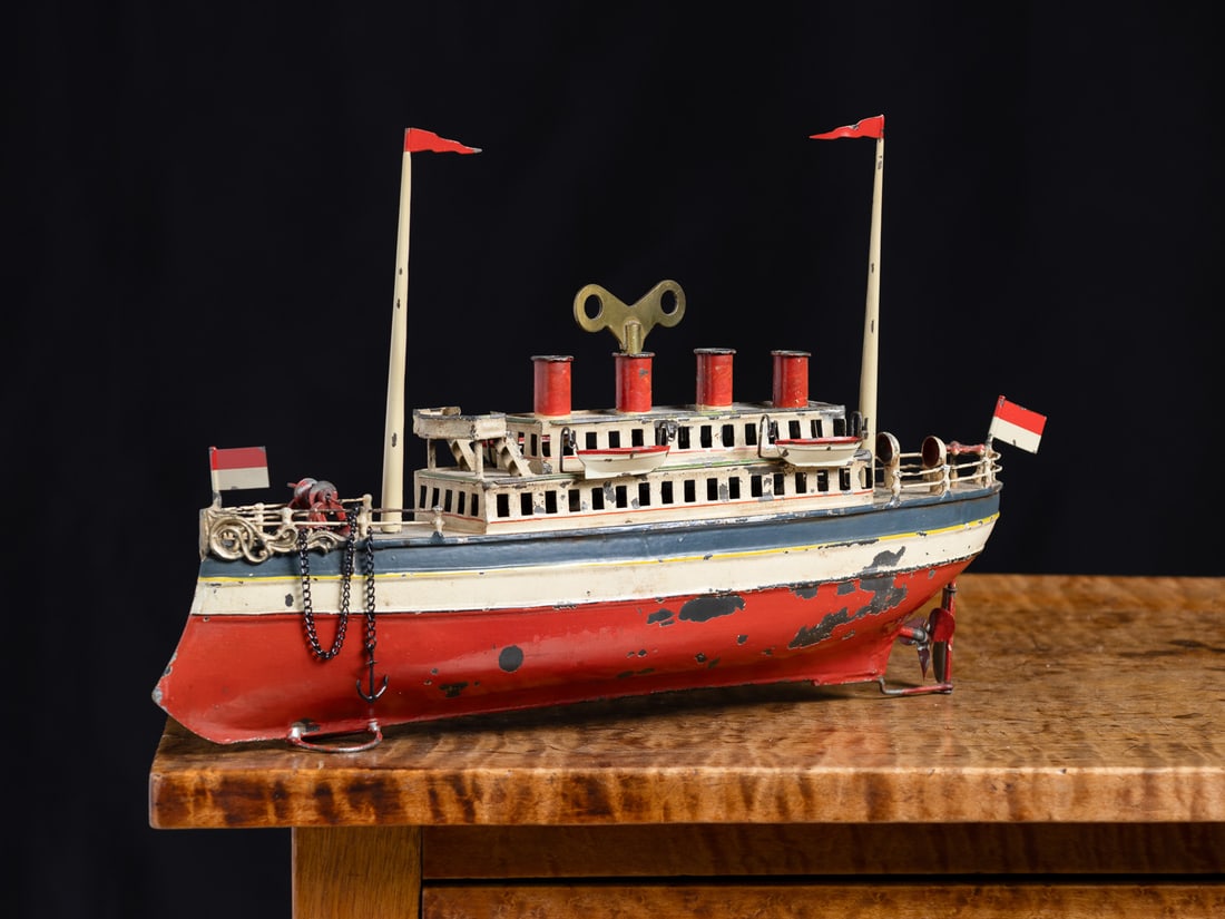 German Four Funnel Ocean Liner - 8