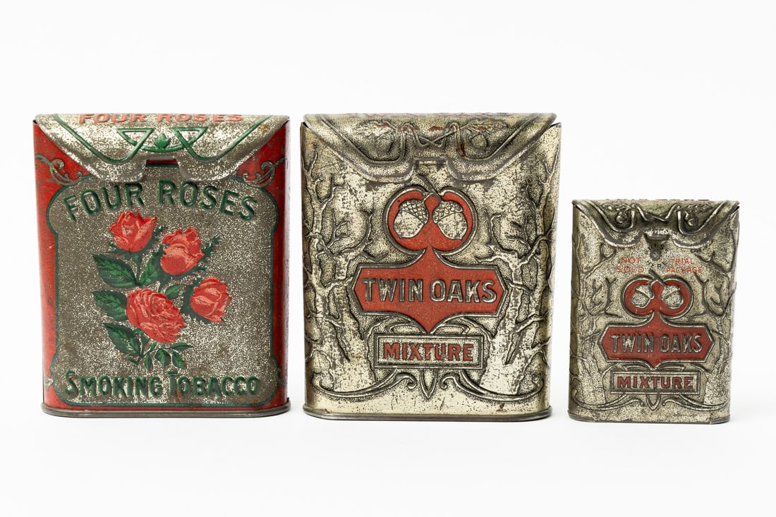Four Roses and Twin Oaks Tobacco Pocket Tins - 2