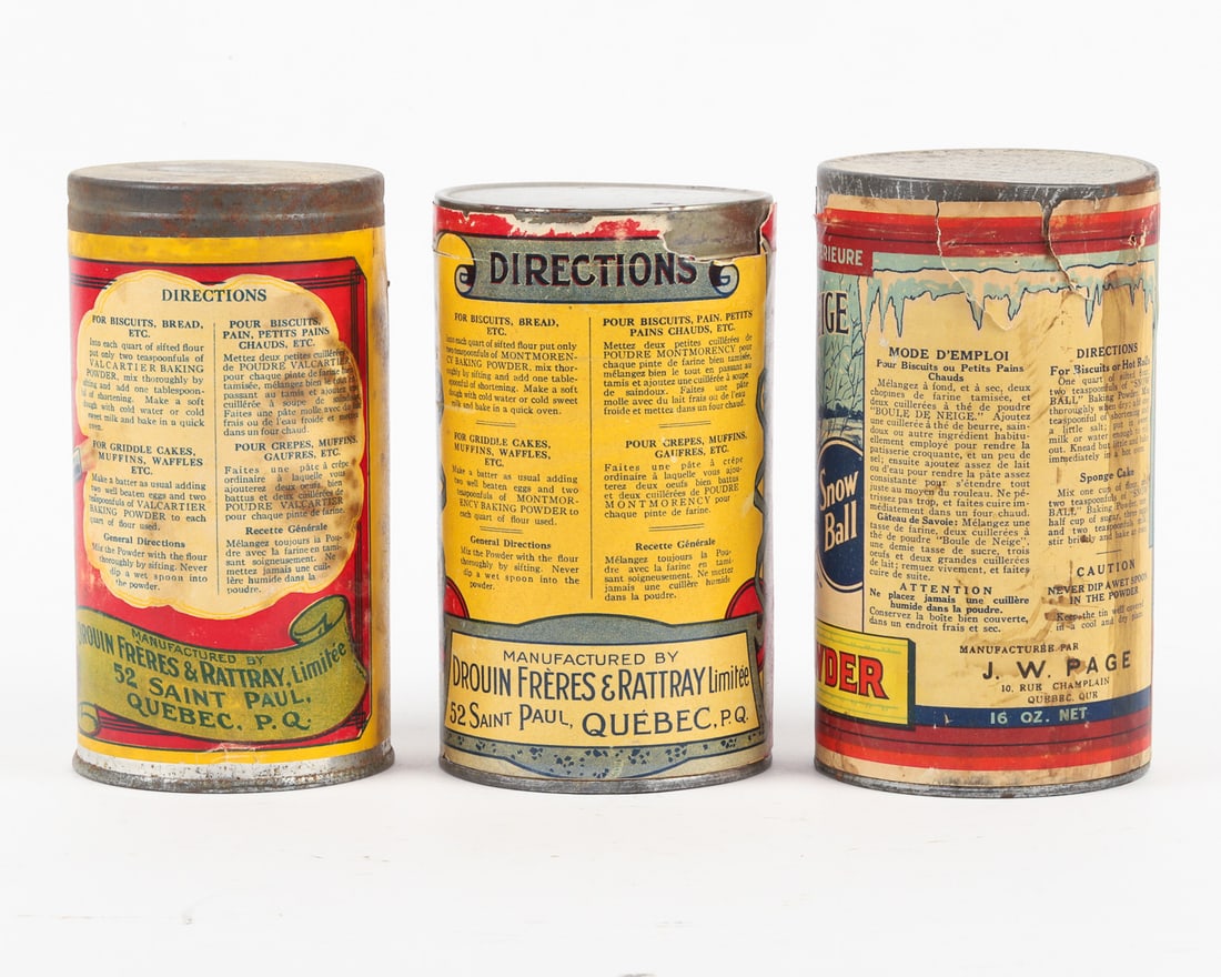 Valcartier, Snowball and Montmorency Baking Powder Canisters - 4