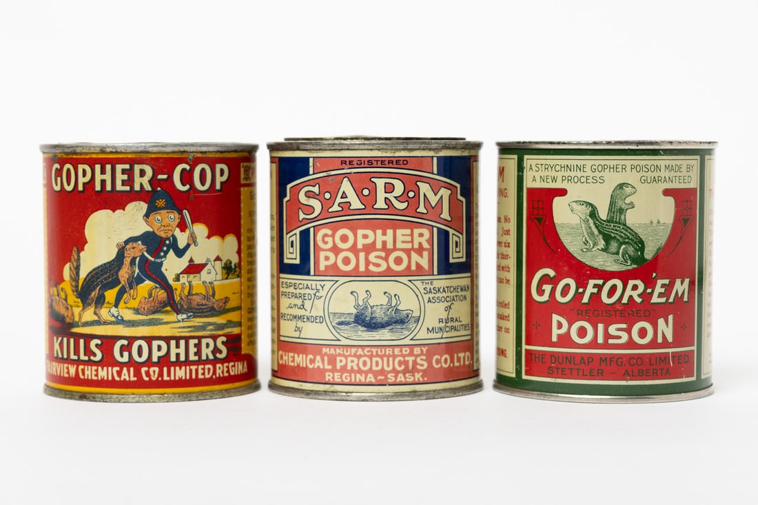 Gopher-Cop, Go-for-'em and S.A.R.M. Gopher Poison Tins - 2