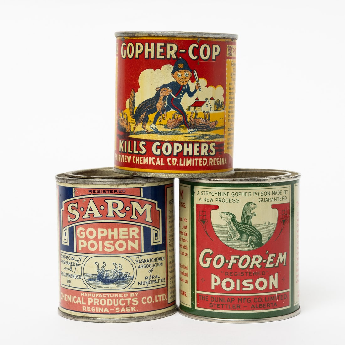 Gopher-Cop, Go-for-'em and S.A.R.M. Gopher Poison Tins - 3