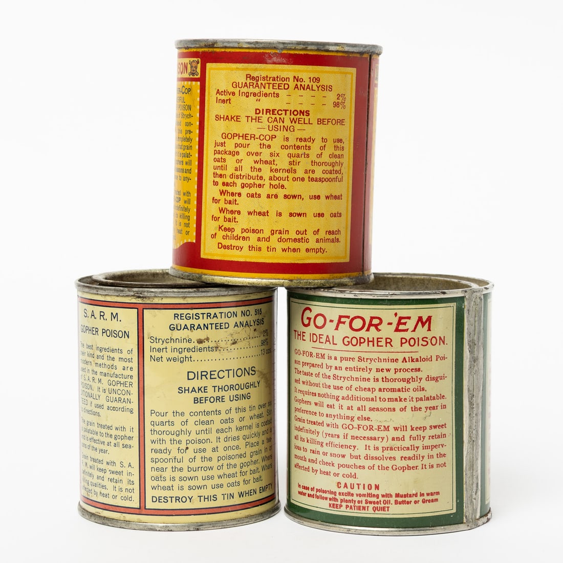 Gopher-Cop, Go-for-'em and S.A.R.M. Gopher Poison Tins - 4