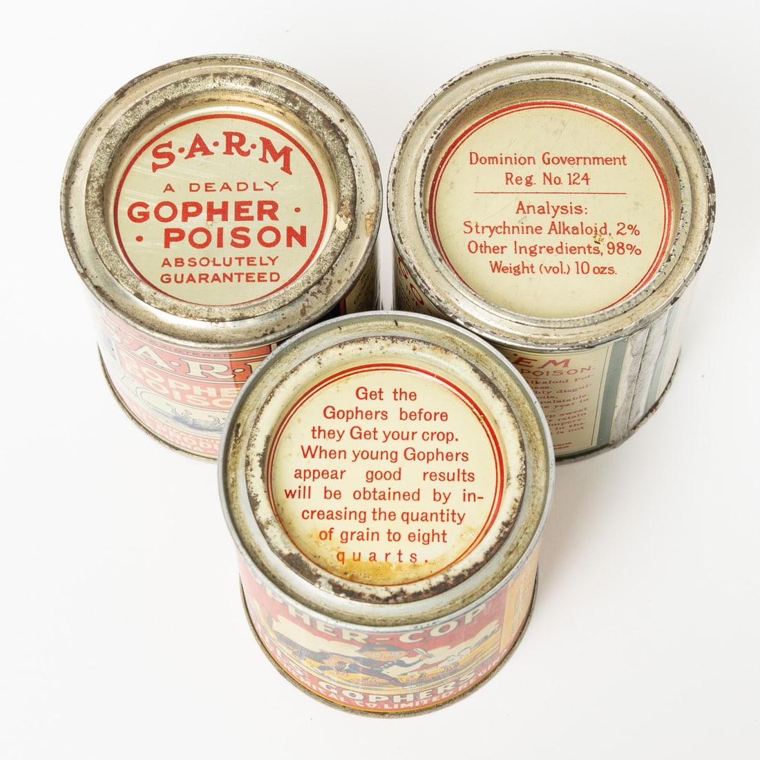 Gopher-Cop, Go-for-'em and S.A.R.M. Gopher Poison Tins - 6