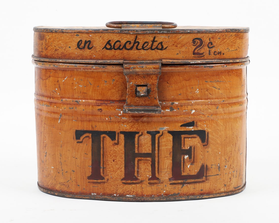 Early Green & Orange Pekoe Tea Toleware Advertising Tin - 2