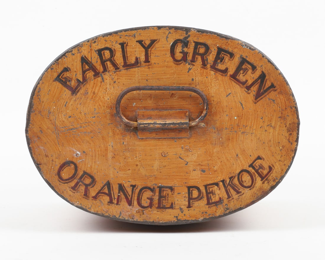 Early Green & Orange Pekoe Tea Toleware Advertising Tin - 3