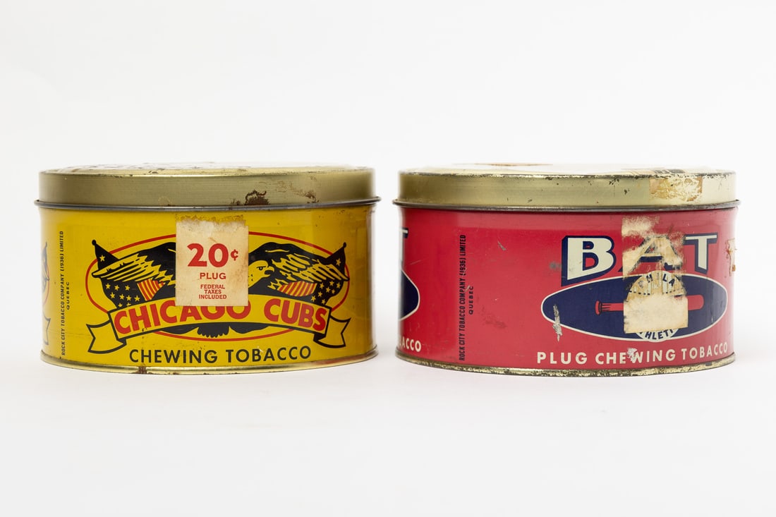 Bat and Chicago Cubs Chewing Tobacco Box and Canisters - 4