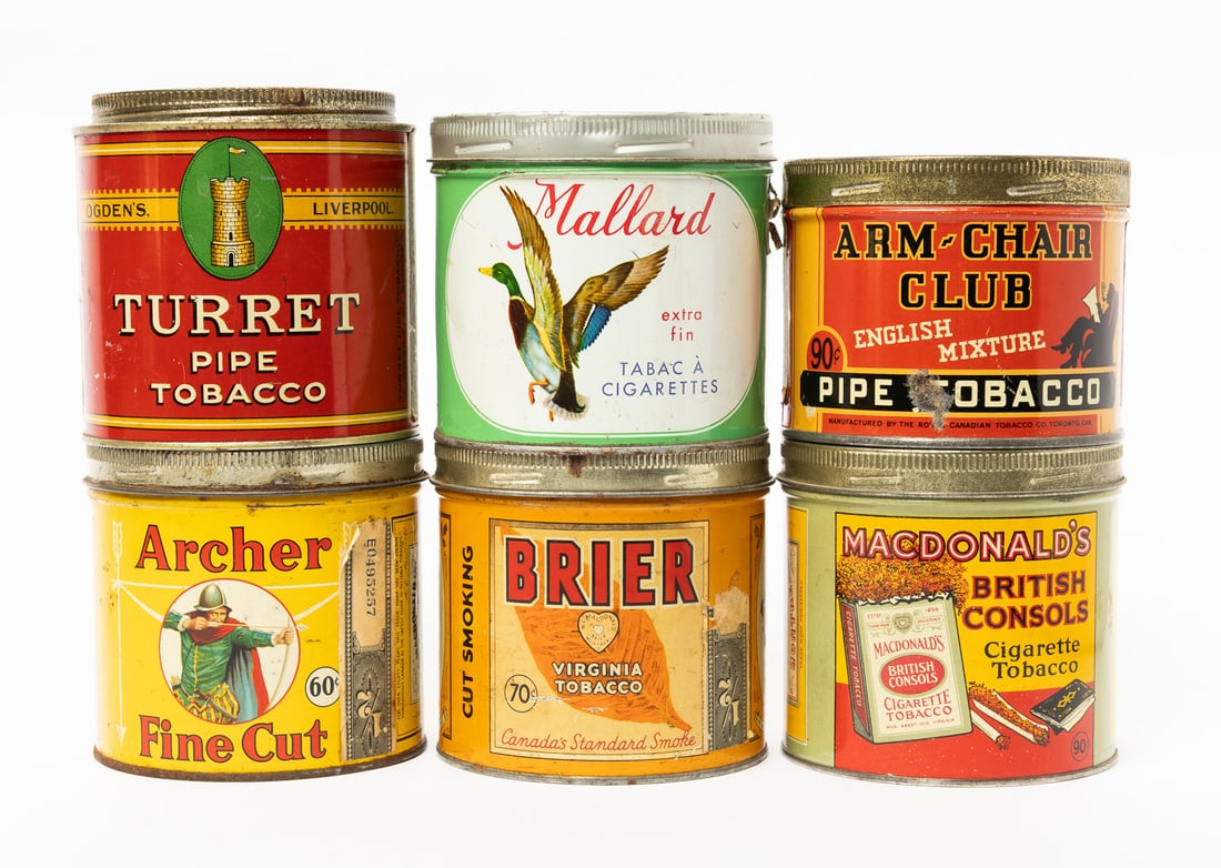 Turret, Mallard, Archer, Arm-Chair Club, Brier and MacDonalds Tobacco 1/2 LB Canisters - 2