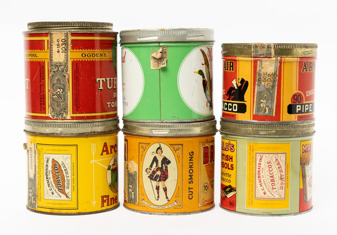 Turret, Mallard, Archer, Arm-Chair Club, Brier and MacDonalds Tobacco 1/2 LB Canisters - 3