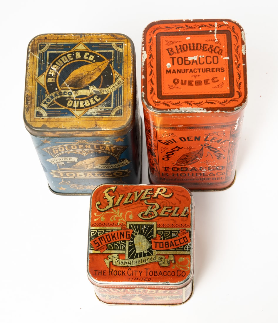 Golden Leaf, Silver Bell and Patriot Tobacco Tins and Canister - 6