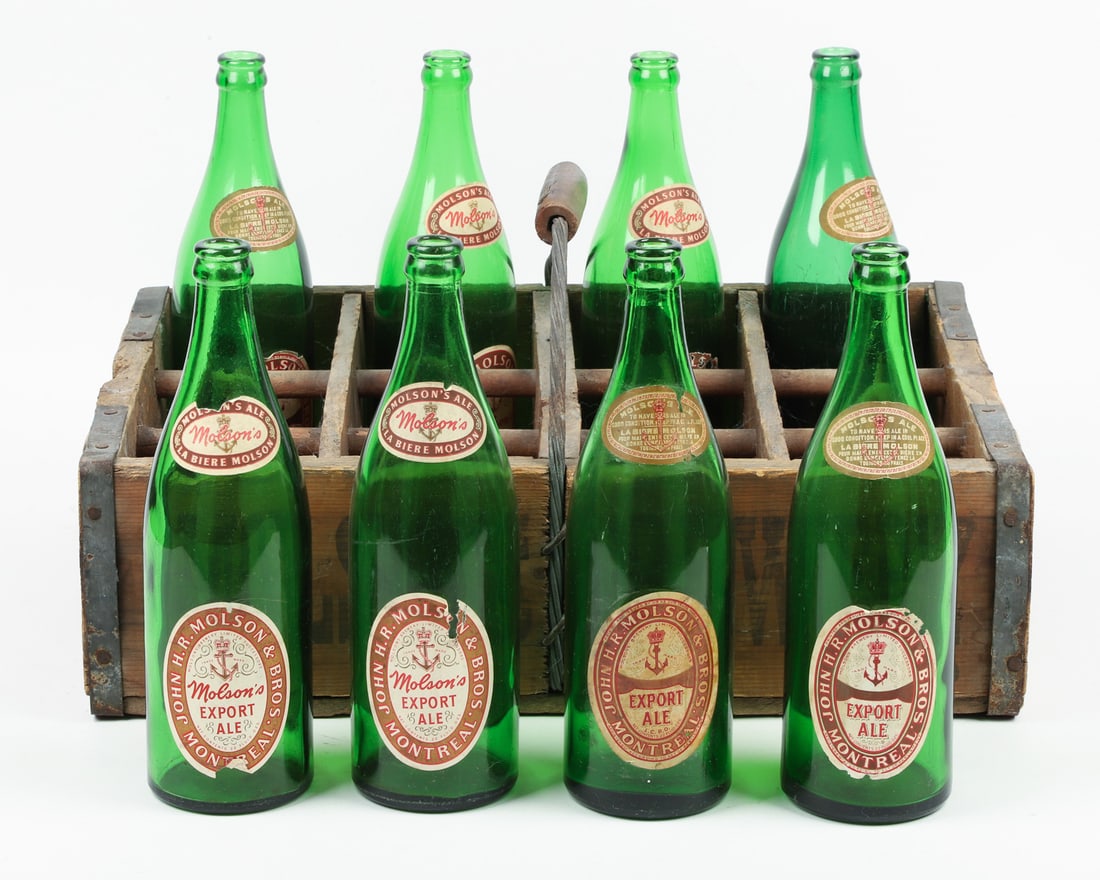 Molson's Brewery Twelve Quart Bottle Carrier and Bottles - 3