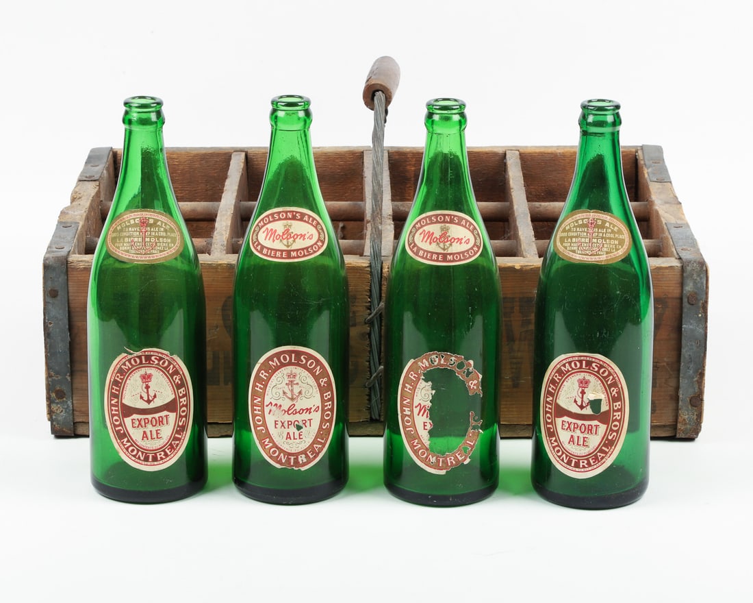 Molson's Brewery Twelve Quart Bottle Carrier and Bottles - 4