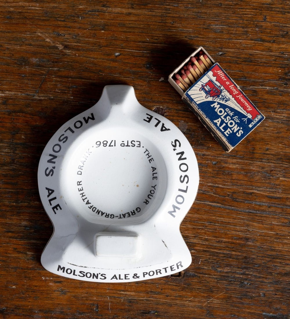 Molson's Ale Porcelain Ashtray & Matchbox - 2