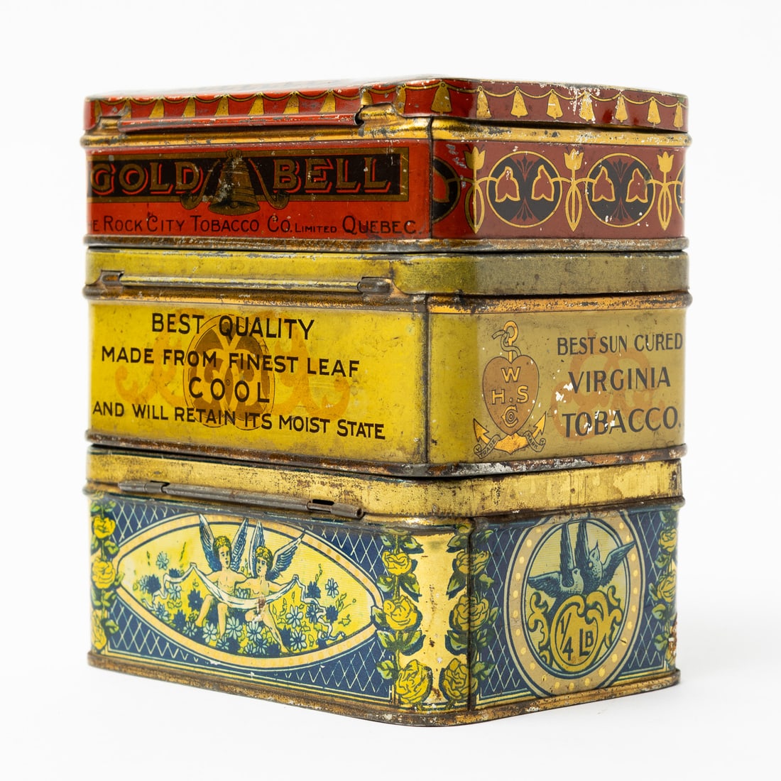 Steele's, Hickey's, Hyman's, Queen City, Gold Bell, Solace, Quesnel and Horse-Shoe Tobacco Tins - 10