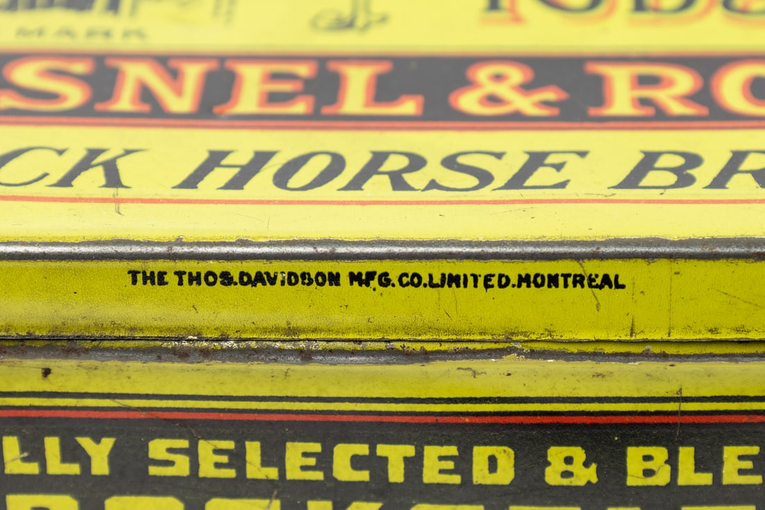 Steele's, Hickey's, Hyman's, Queen City, Gold Bell, Solace, Quesnel and Horse-Shoe Tobacco Tins - 14