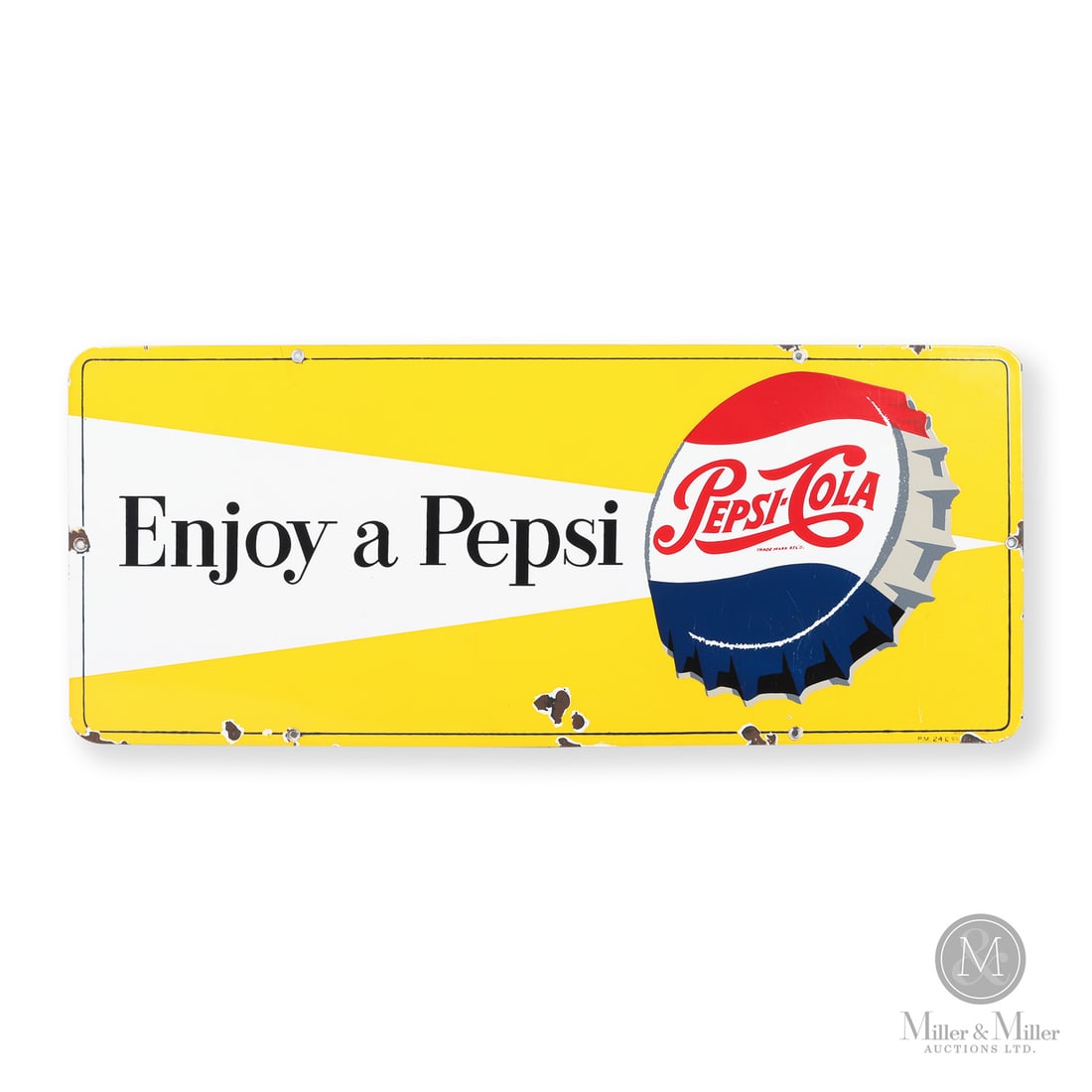 Pepsi-Cola "Enjoy a Pepsi" Door Kick Sign (1 of 6)