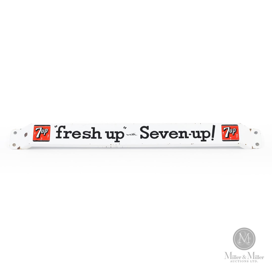 7-Up "Fresh Up" Black Script Door Push Bar (1 of 7)