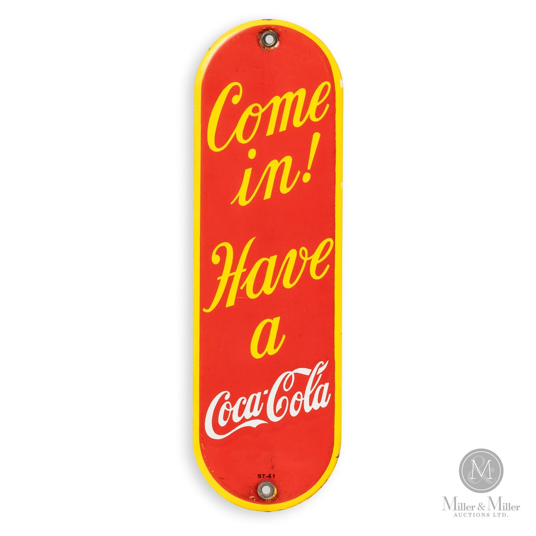 Coca-Cola "Come In!" Door Push Sign (1 of 6)