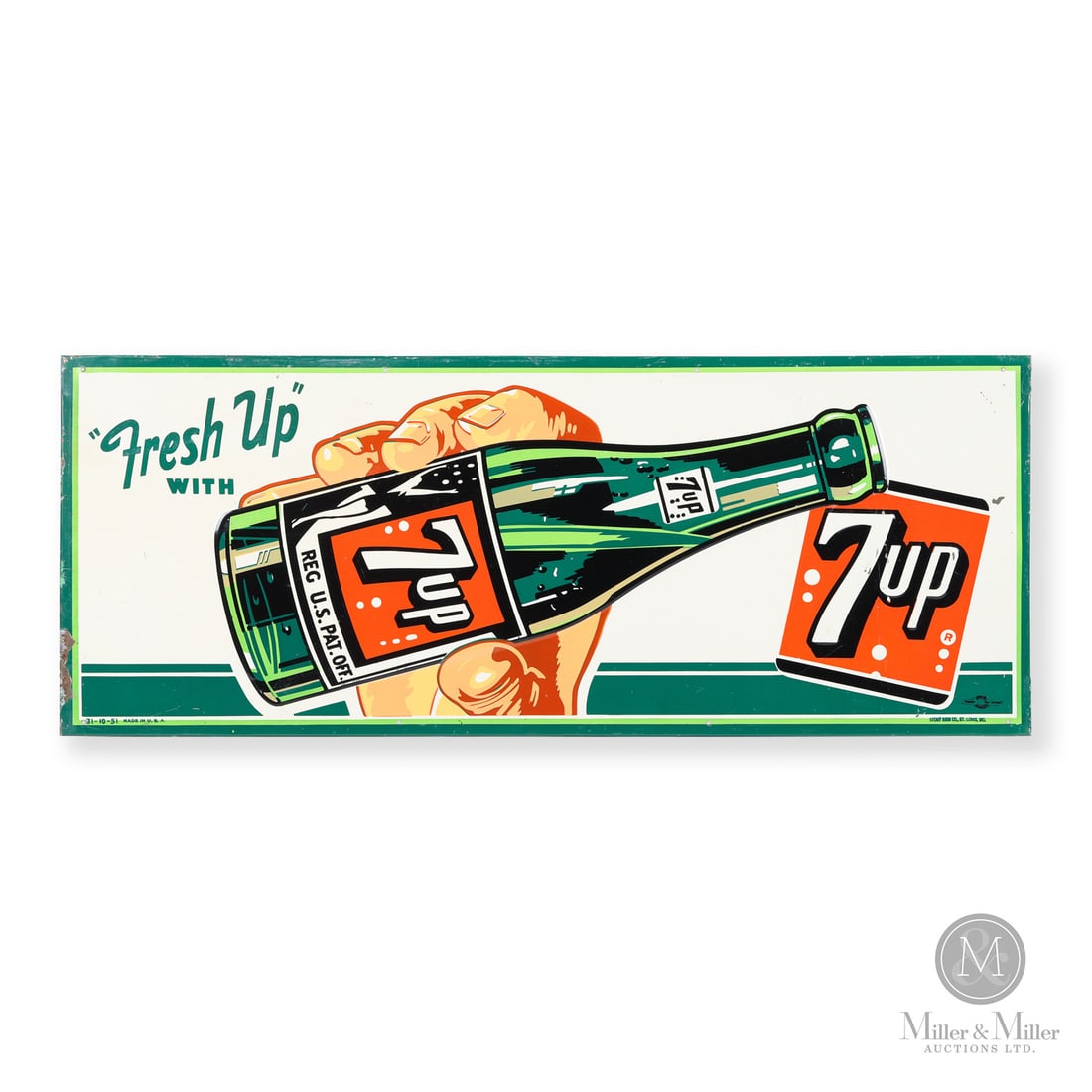 Seven-Up "Bottle In Hand" Door Kick SIgn (1 of 8)