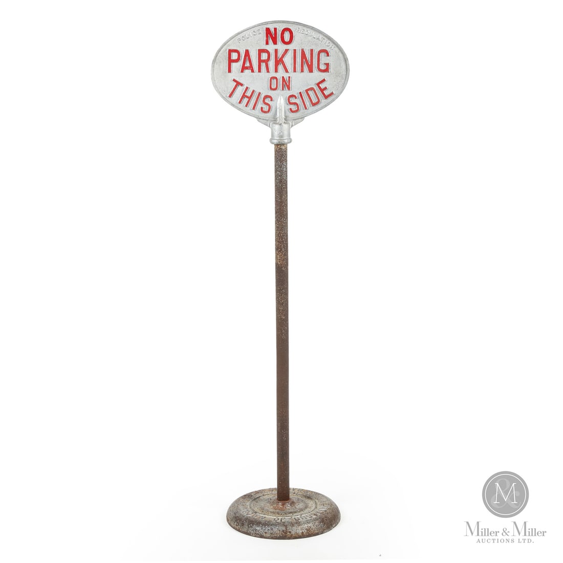 Town of Brookline Police "No Parking" Curb Sign (1 of 8)