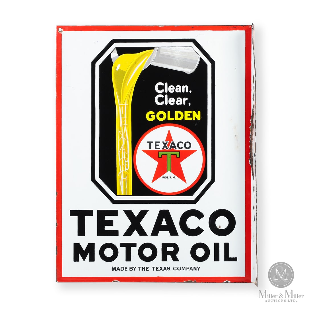 Texaco "Clean Clear, Golden" Motor Oil Flange Sign (1 of 6)