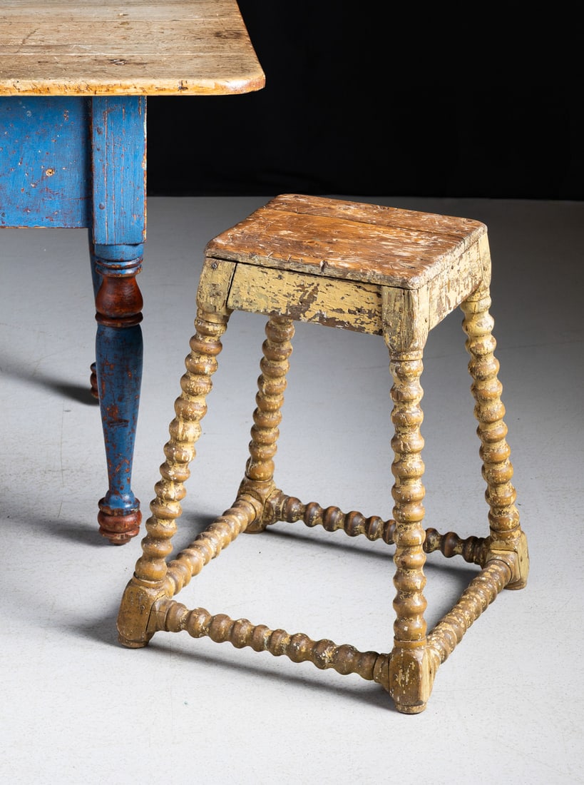 Turned Yellow Stool - 7