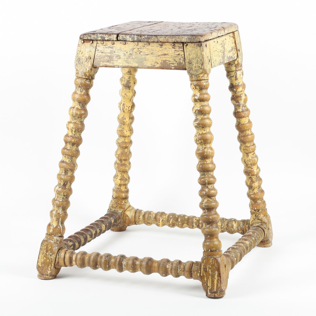 Turned Yellow Stool - 2