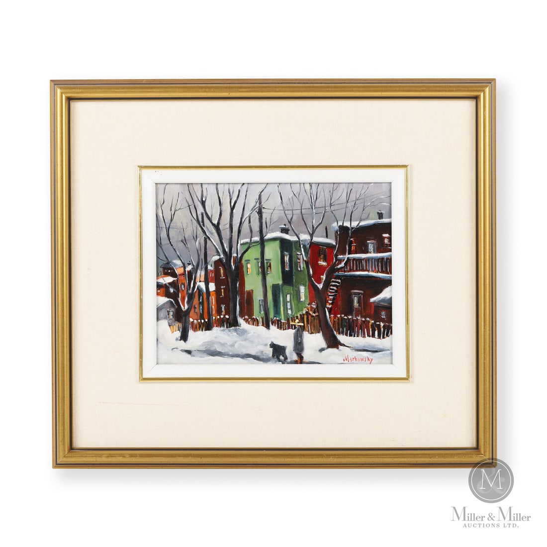 Martha Markowsky (1946-) Ville St. Pierre Park Oil on Canvas: Canada. c. 2000. Oil on Board. Signed, "Markowsky" lower right. Signed / titled verso. Painting : 7" x 9", Framed : 14" x 16" x 1". From the Late Miller Carmichael Collection. Canada. c. 2000. Signed,