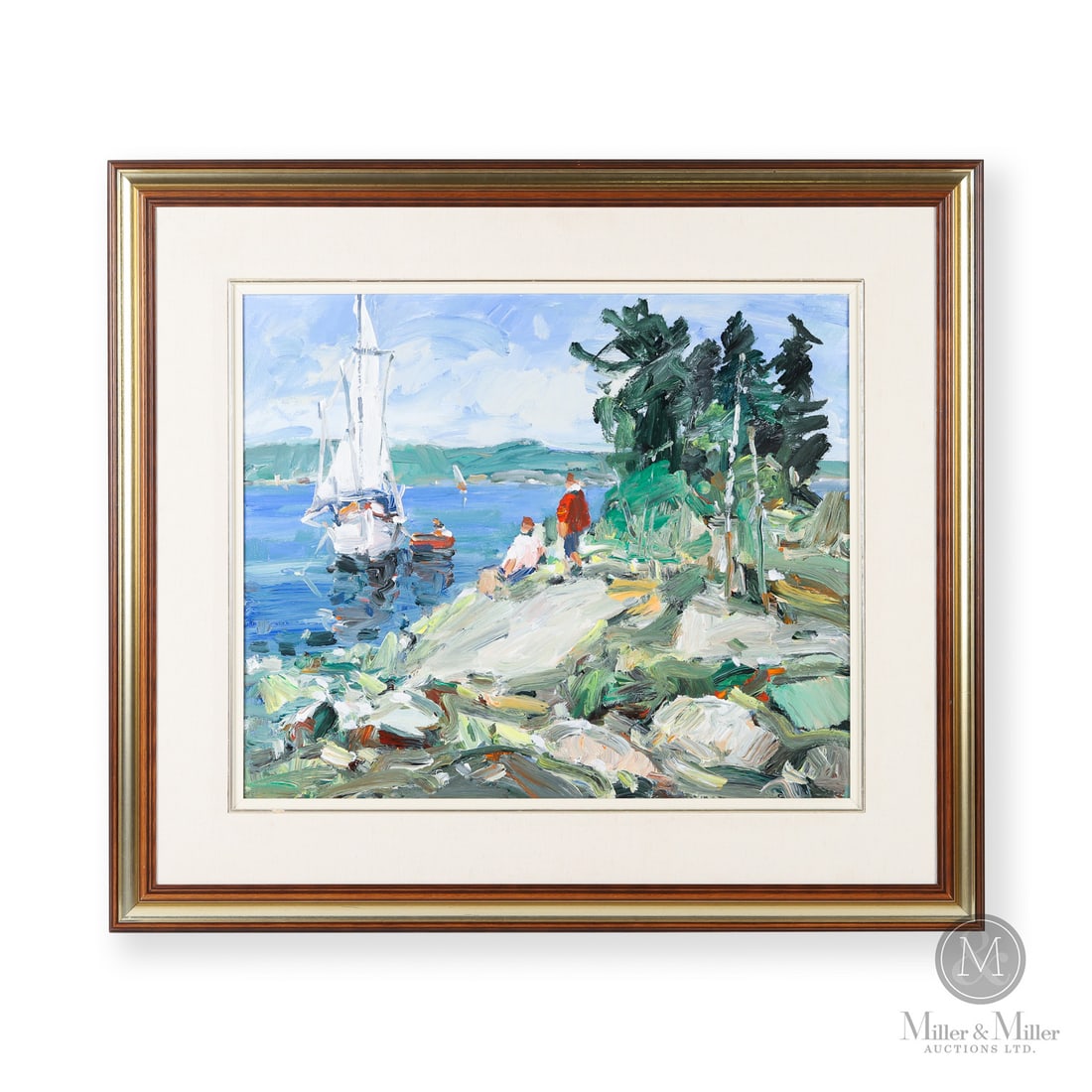 Serge Brunoni (1938–2020) "Lac des Piles Mauricie" Acrylic on Canvas: Canada. c. 2000. Acrylic on Canvas. Signed, "Brunoni" and titled on reverse of canvas. Canvas: 20" x 24". Framed: 30" x 34" x 1.5". From the Late Miller Carmichael Collection. Canada. c. 2000. Signed,