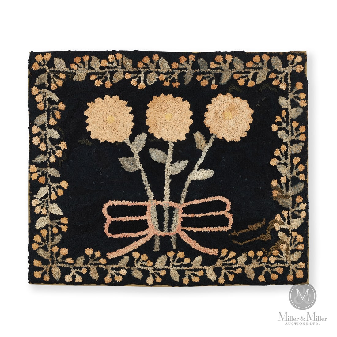Three Flower Hooked Rug (1 of 5)