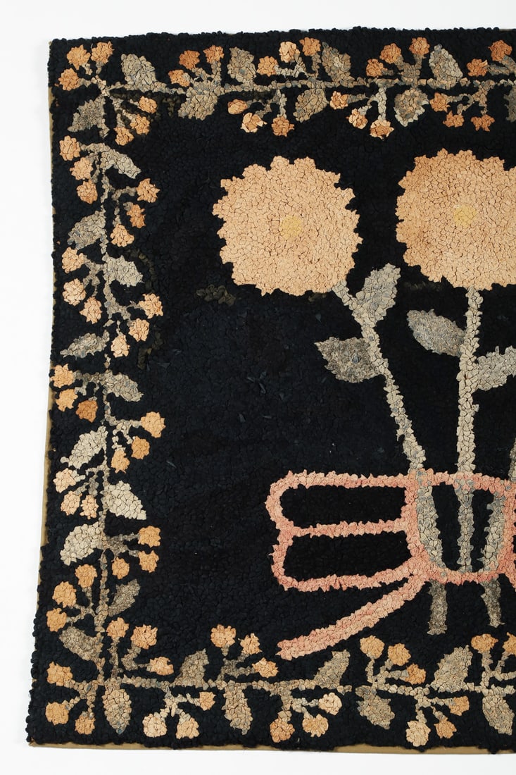 Three Flower Hooked Rug - 2