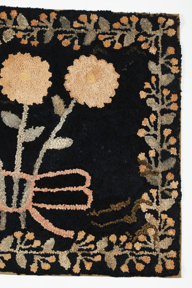 Three Flower Hooked Rug - 3