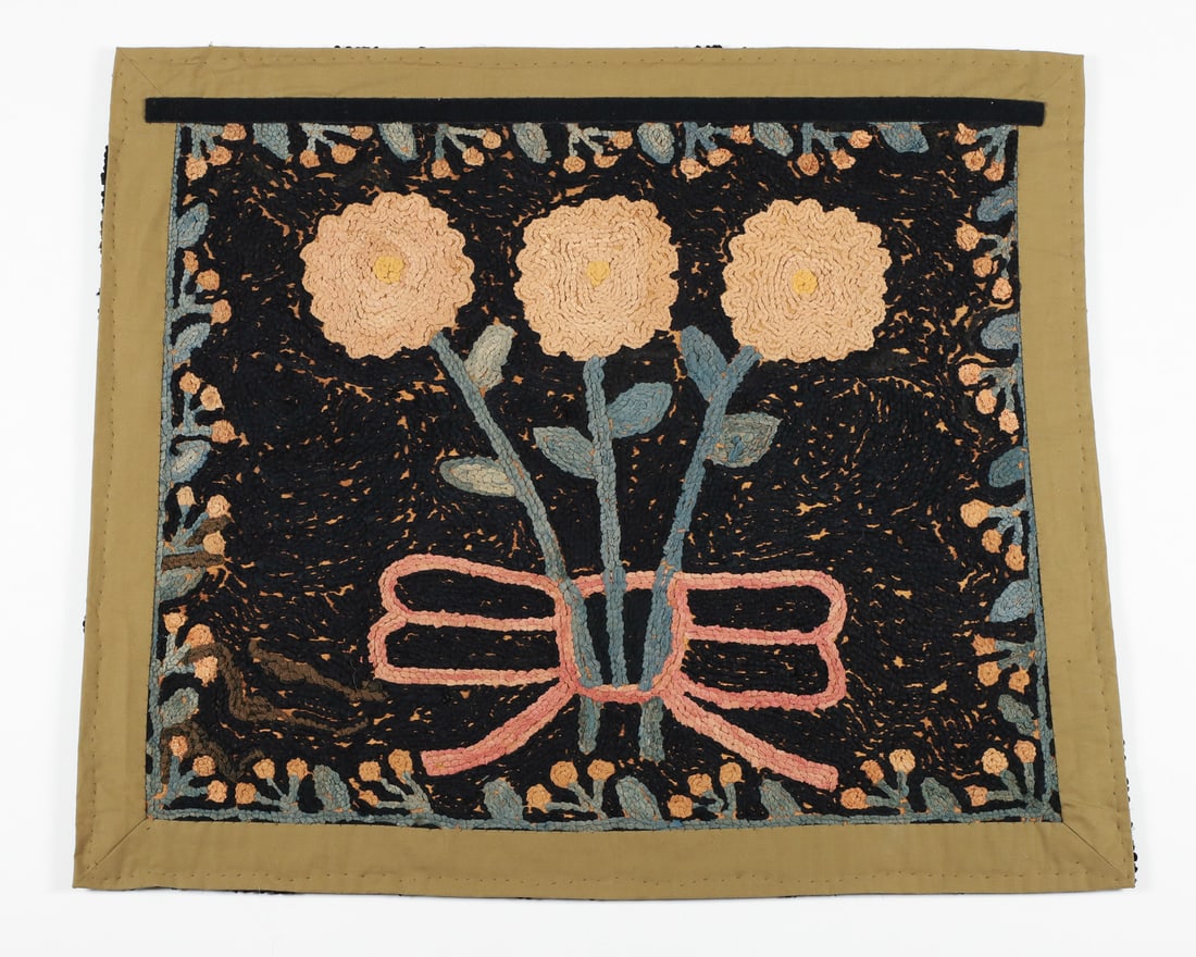 Three Flower Hooked Rug - 4