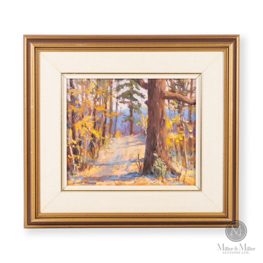 Grant Tigner (1921-1999) Oil on Canvas: Canada. c. 1980. Oil on Canvas. Signed, "GRANT TIGNER" lower left. Titled and signed verso. Painting : 10" x 12", Framed : 17.5" x 19.5" x 2". From the Late Miller Carmichael Collection. Canada. c.