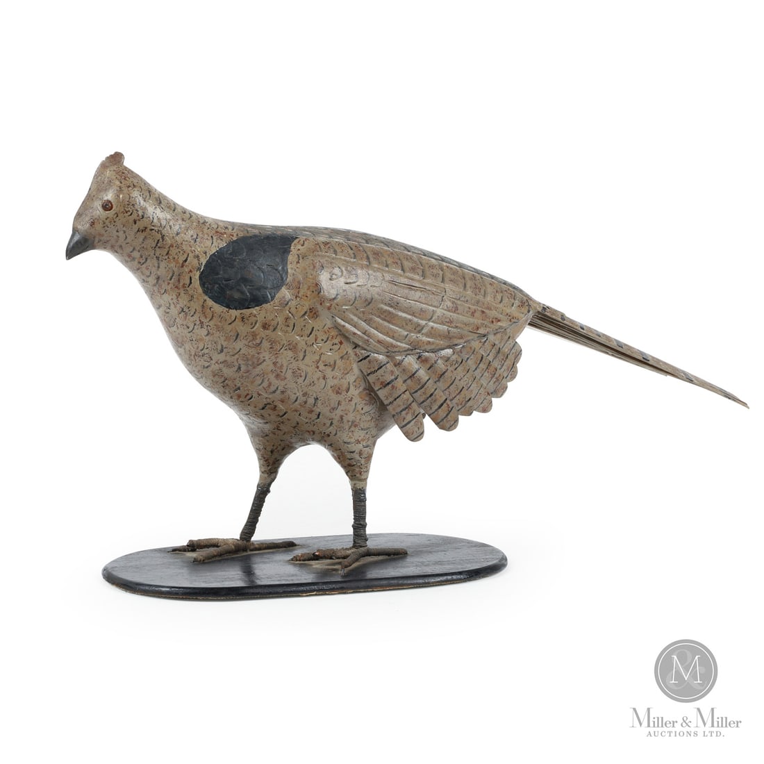 Standing Grouse Carving: Canadian. Third quarter 20th century. Painted wood. 9.25" x 17" x 5". From the Late Miller Carmichael Collection. Canadian. Third quarter 20th century.