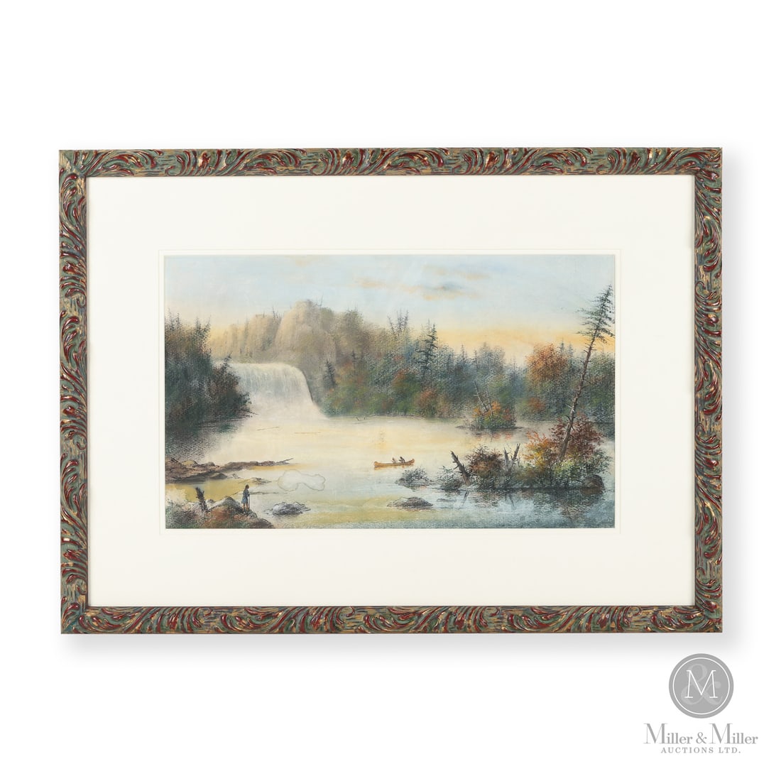 Alfred Worsley Holdstock (1820-1901) "Chute de Paugan" Pastel Watercolour Painting (1 of 5)