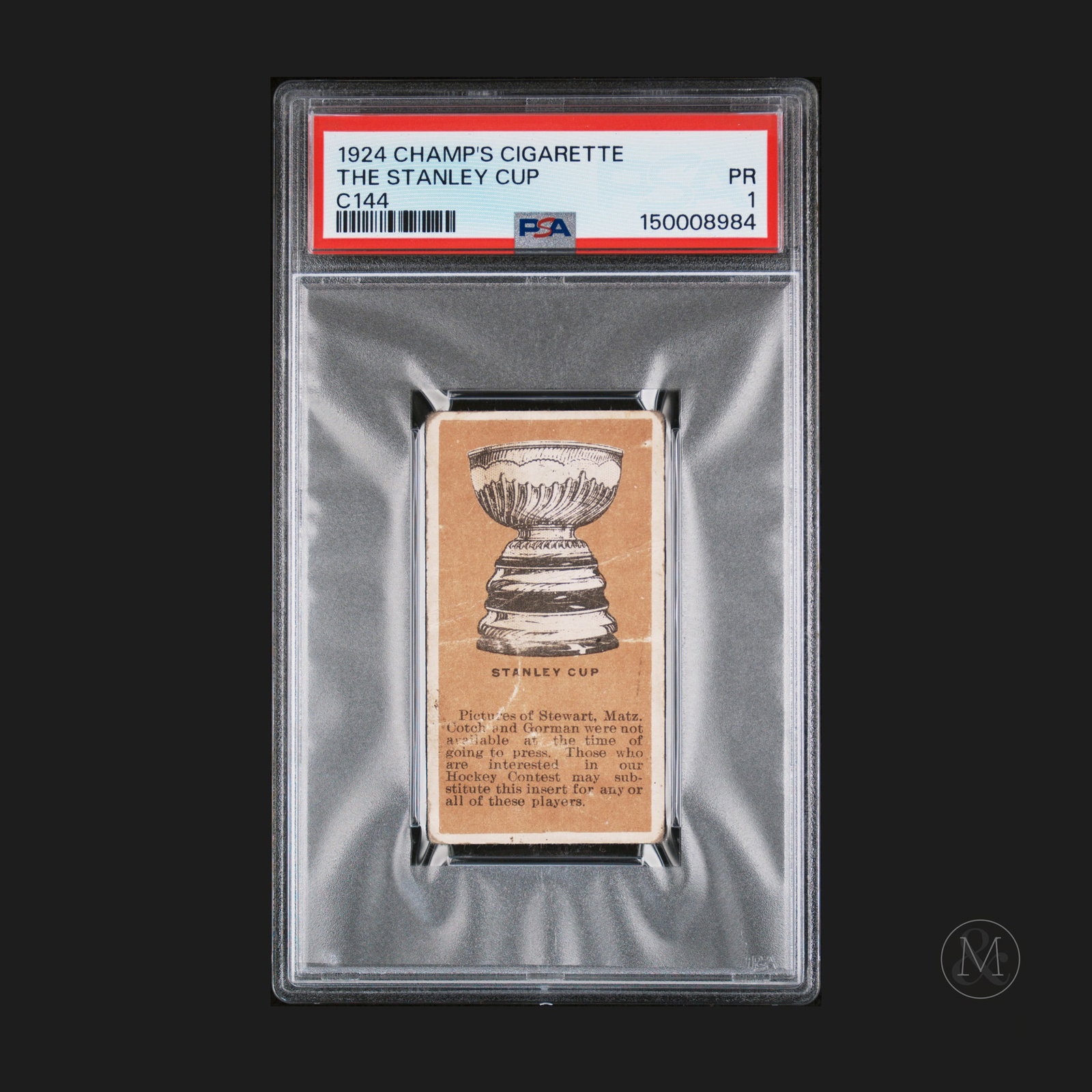 *Preview Lot* 1924 Champ's The Stanley Cup (PSA 1 PR): Pre-bidding begins: May 10, 2026 @6pm Live-bidding begins: May 31, 2026 @6pm