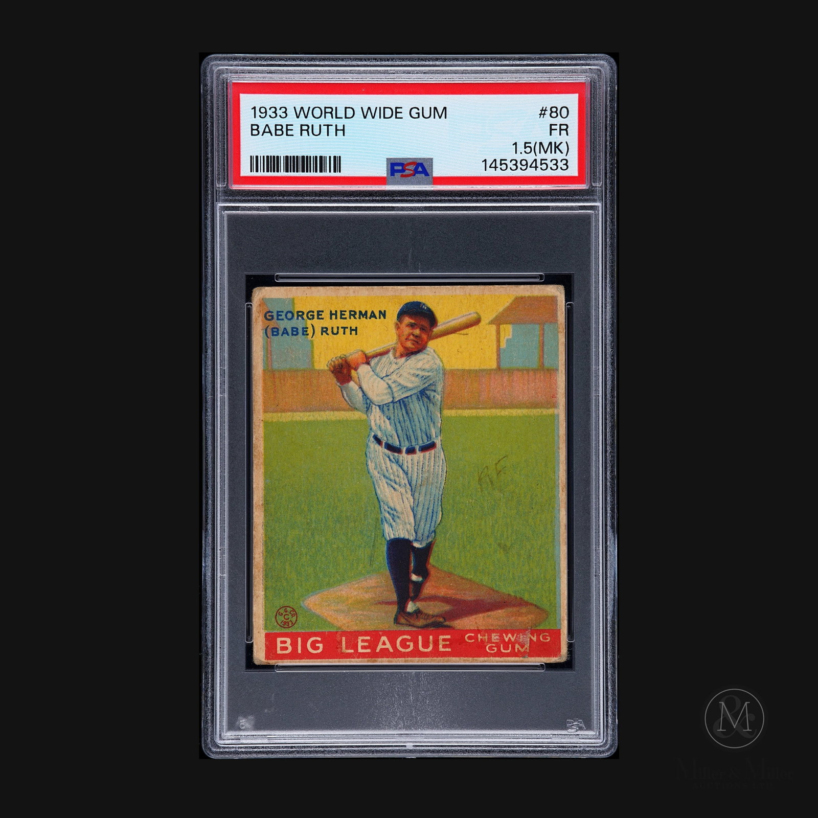 *Preview Lot* World Wide Gum #80 Babe Ruth (PSA 1.5 FR (MK)): Pre-bidding begins: May 10, 2026 @6pm Live-bidding begins: May 31, 2026 @6pm