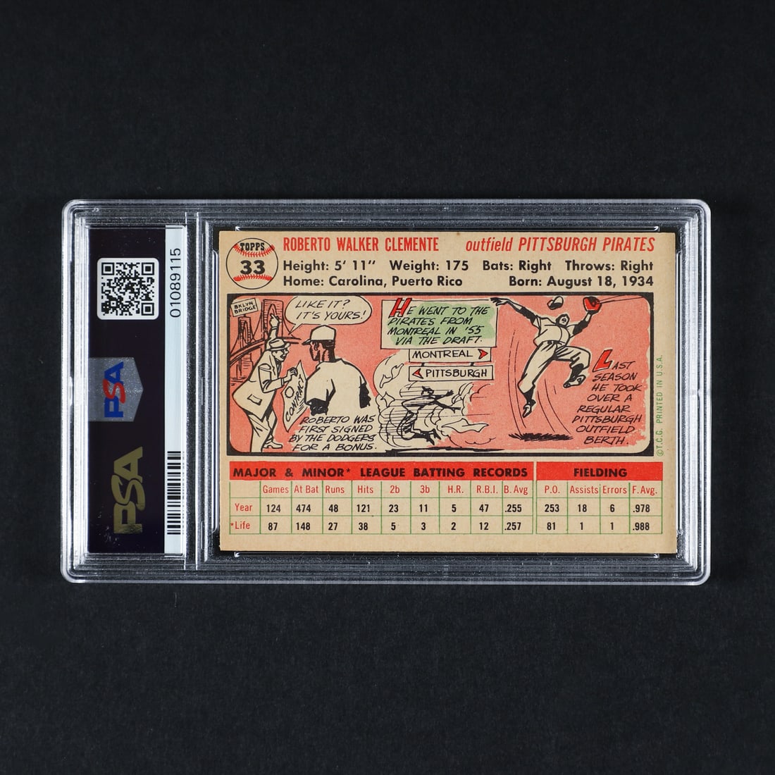 1956 Topps #33 Roberto Clemente (PSA 7 NM (OC)) - 2