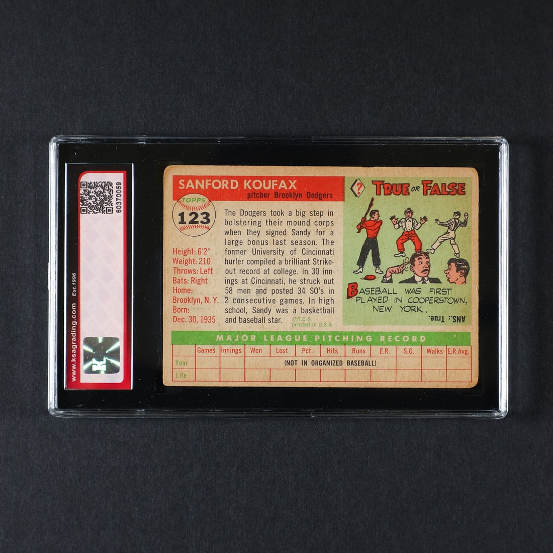 1955 Topps #123 Sandy Koufax (KSA 2 G) - 2